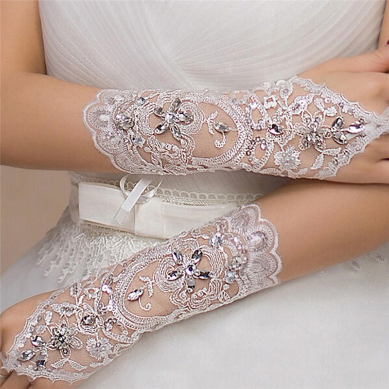 Bride Wedding Beaded Gloves