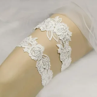Bride Wedding Beaded Lace Garter beaded